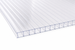 10mm clear polycarbonate sheet with twinwall construction shown in close-up on a white background.
