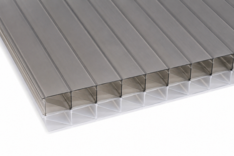 25mm Heatguard Opal polycarbonate sheet with 7-wall multiwall construction shown in close-up on a white background.