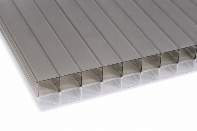 25mm Heatguard Opal polycarbonate sheet with 7-wall multiwall construction shown in close-up on a white background.