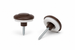 Brown polycarbonate sheet fixing buttons with screws and sealing washers for securing multiwall polycarbonate roofing sheets.