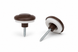 Brown polycarbonate sheet fixing buttons with screws and sealing washers for securing multiwall polycarbonate roofing sheets.