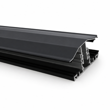 Anthracite grey PolycarbonateX PVC top cap and aluminium base glazing bar for multiwall polycarbonate roofing sheets.