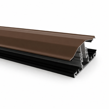 Brown PolycarbonateX PVC top cap and aluminium base glazing bar for multiwall polycarbonate roofing sheets.